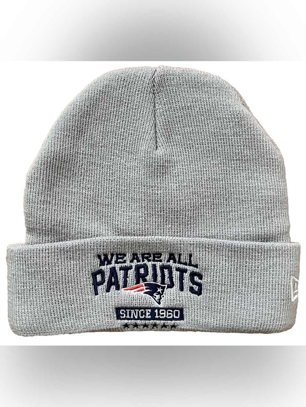 NEW ENGLAND PATRIOTS “We Are All Patriots” New Era Knit Hat Beanie One Size NWT